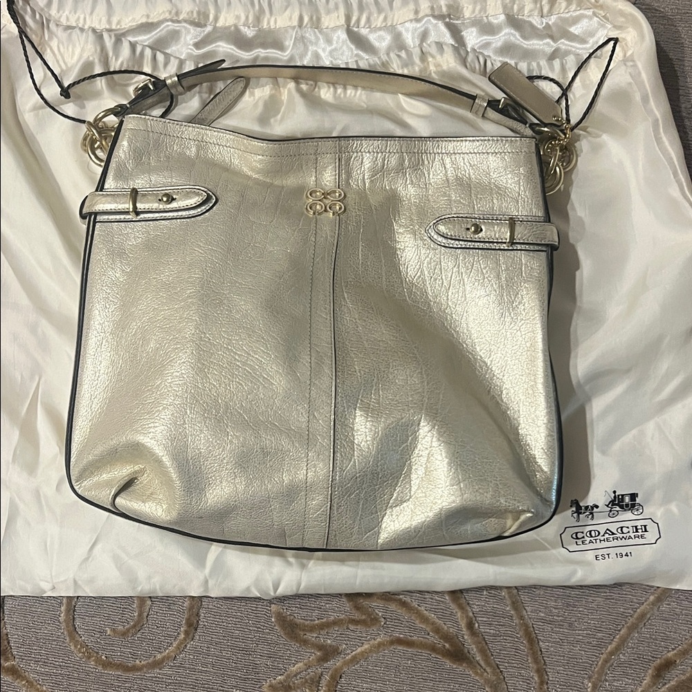 Coach Silvery Gold Shoulder Bag with Shimmery Finish